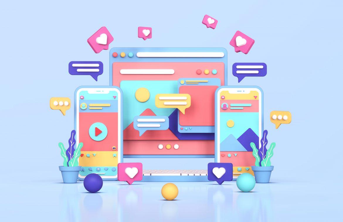 social media instagram digital marketing concept 3d rendering